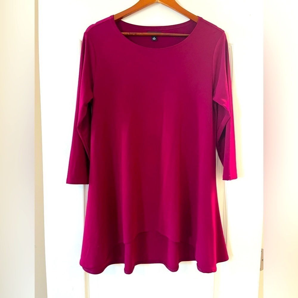 Alfani Cranberry Long Sleeve Sleek Hi-Low Dress or Tunic Women’s Size Medium
